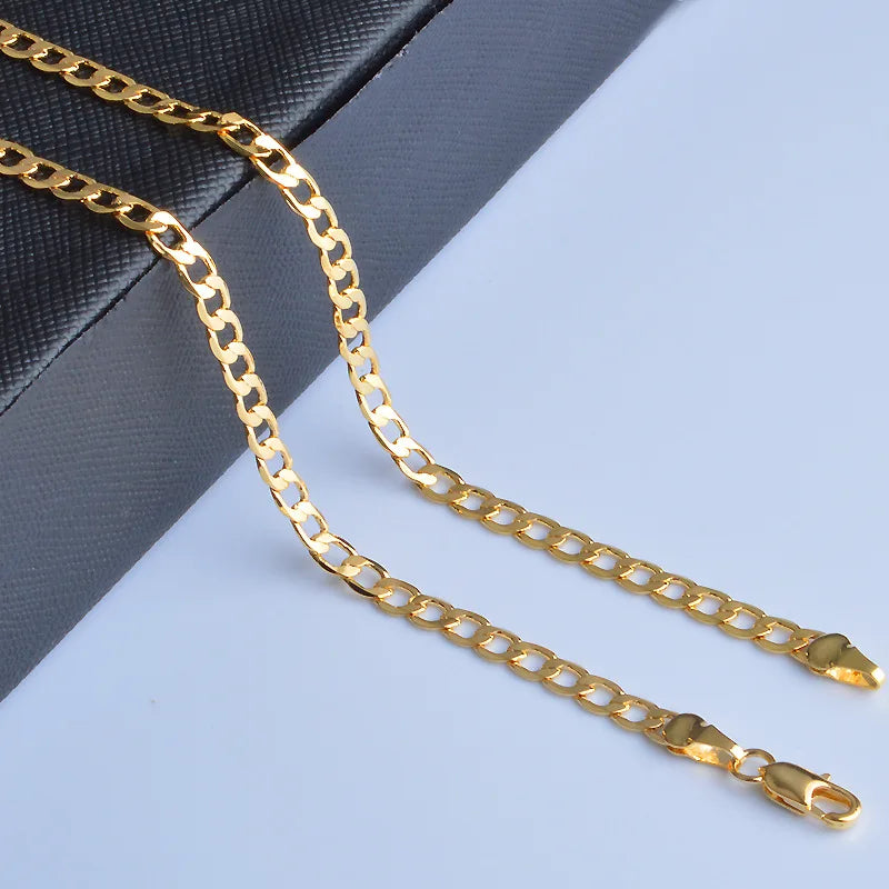 Special offer 18K gold Necklaces 925 Stamp Silver color Classic 8MM50CM sideways chain for Men woman fine Jewelrys Wedding party