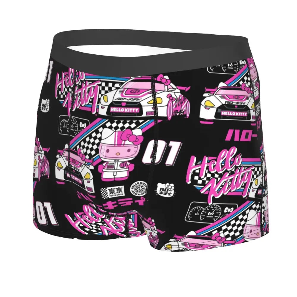 Custom Cartoon Cute Hello Cat Mangas Underwear Men Print Classical Boxer Shorts Panties Briefs Breathable Underpants