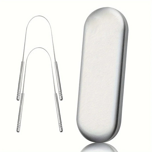 Stainless Steel Tongue Scrapers with Large Case, Tongue Scraper, Tongue Coating Scraper, Odorless,Exquisite gift box packaging