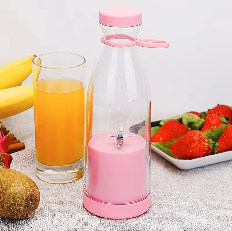 420ml Electric Juicer Mini Wine Bottle Blender Fruit Mixers 6 Blades Charging Juicer Cup Small Household Portable Juicer Blender