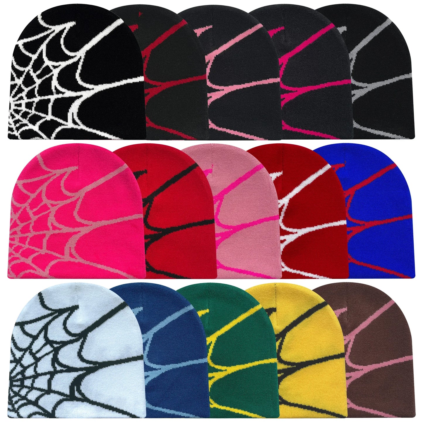 Y2K Spider Web Knit Beanie – Unisex Winter Hat