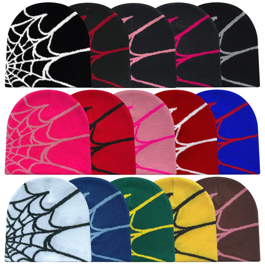 Y2K Spider Web Knit Beanie – Unisex Winter Hat