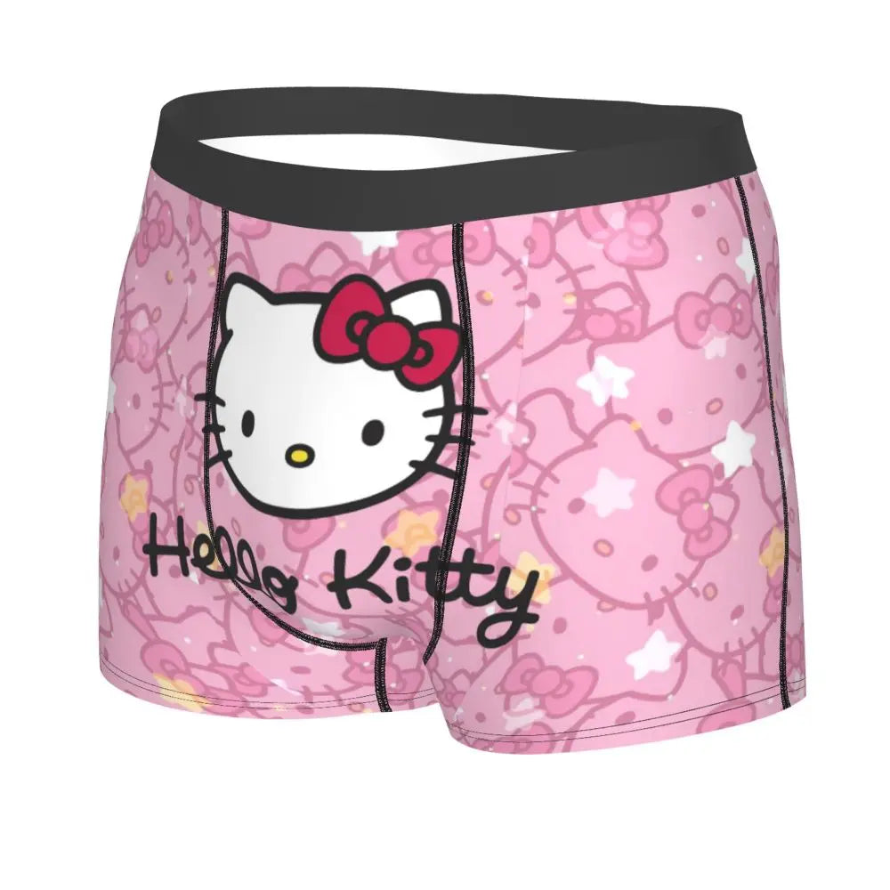 Custom Cartoon Cute Hello Cat Mangas Underwear Men Print Classical Boxer Shorts Panties Briefs Breathable Underpants