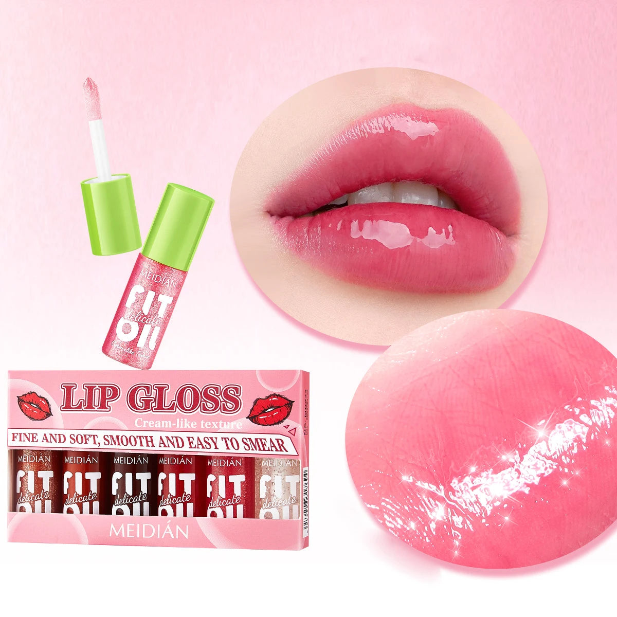 6-pack moisturizing and brightening lip oil set, berry color, waterproof and sweat proof, ideal Christmas gift for girls