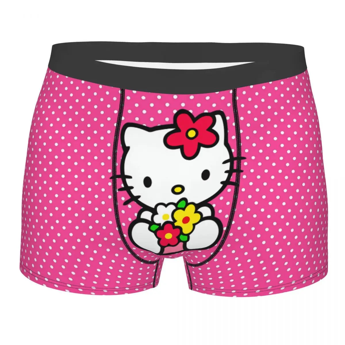 Custom Cartoon Cute Hello Cat Mangas Underwear Men Print Classical Boxer Shorts Panties Briefs Breathable Underpants