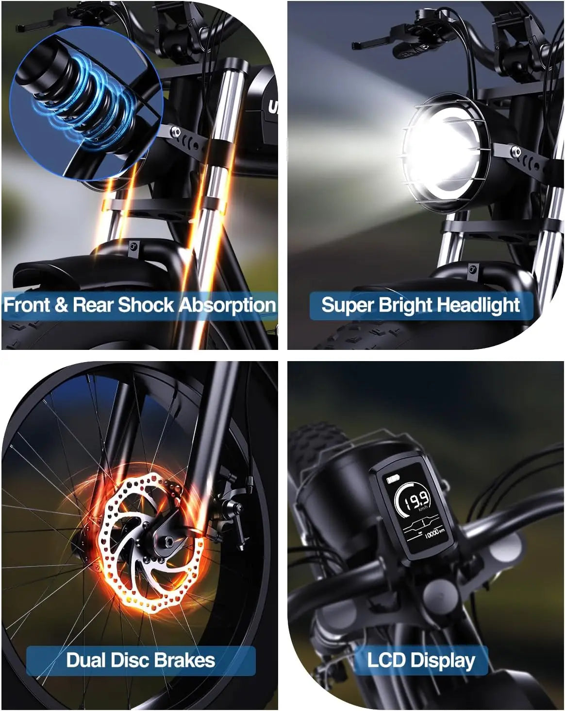 KICKWEY K7 Electric Bike, Off-Road Electric bicycle, Full Suspension E-Bike, 20" Fat Tire All-Terrain Electric Dirt bike, Ebike