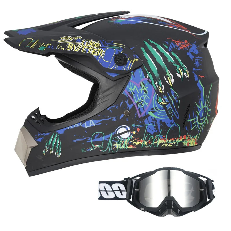 Kids Off-Road Champion Helmet DOT Certified Full Face MX & Dirt Bike Helmet w/ Goggles