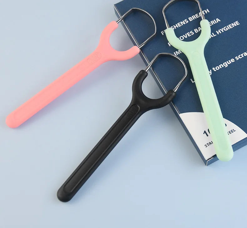 Stainless Steel Tongue Scraper Set For Adult Ergonomic Metal Tongue Cleaner Oral Brush U-shape Easy To Clean Reduce Bad Breath