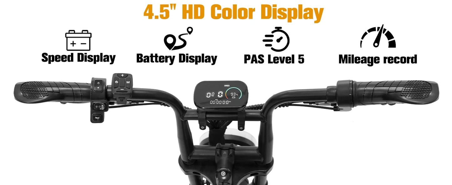 Bodywel M16 Fat Tire Electric Bike 1500W Peak Motor 16" x 4.0 Off-Road E-Bike 40 Mile Range Removable Battery Electric Bicycle
