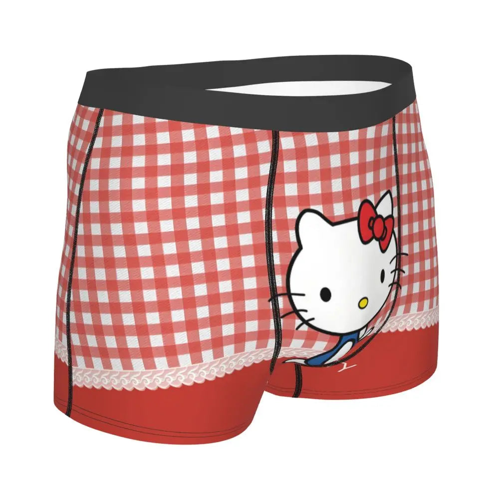 Custom Cartoon Cute Hello Cat Mangas Underwear Men Print Classical Boxer Shorts Panties Briefs Breathable Underpants
