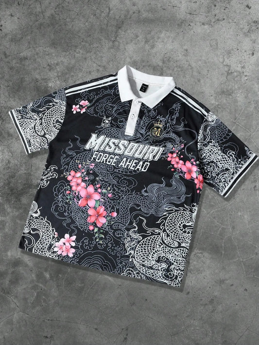 The 2025 summer new men's short-sleeved POLO shirt features a casual fashionable and breathable 3D pattern print