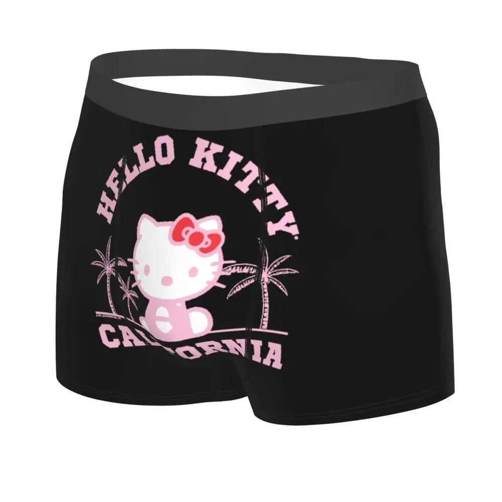 Custom Cartoon Cute Hello Cat Mangas Underwear Men Print Classical Boxer Shorts Panties Briefs Breathable Underpants