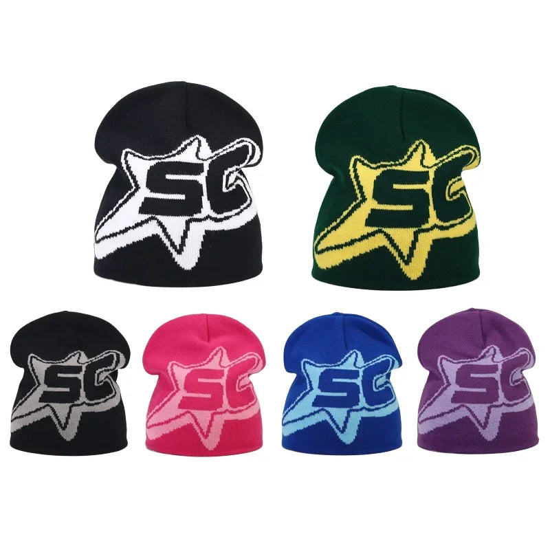 Y2K Letter Knitted Winter Autumn Beanie Cap Men Women Kanye Beanies Gorras Hombre Top Warm Skiing Hat Ear Hats Hip Hop Skullcap