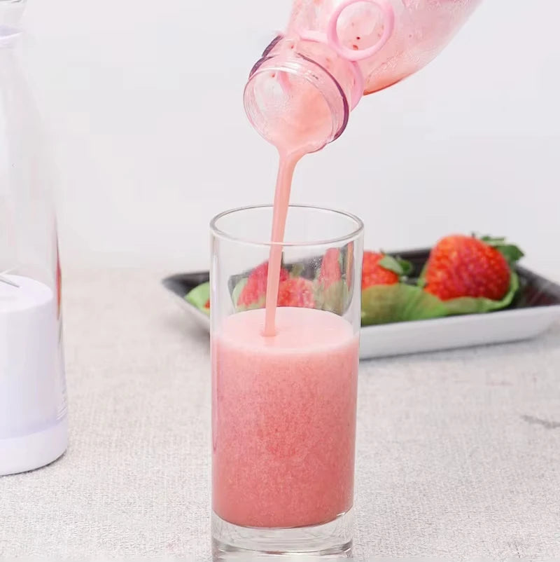 420ml Electric Juicer Mini Wine Bottle Blender Fruit Mixers 6 Blades Charging Juicer Cup Small Household Portable Juicer Blender