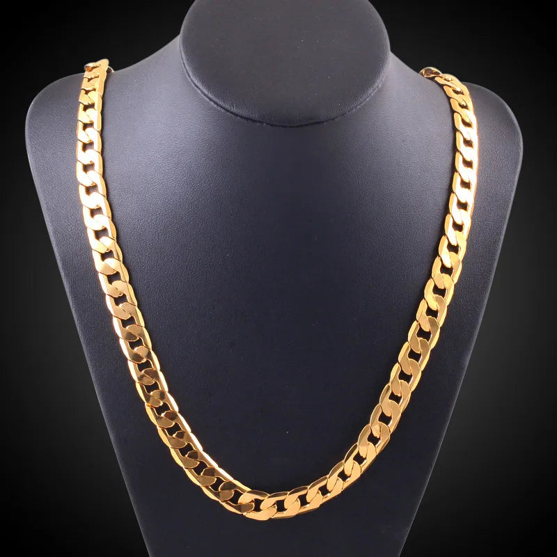 Special offer 18K gold Necklaces 925 Stamp Silver color Classic 8MM50CM sideways chain for Men woman fine Jewelrys Wedding party