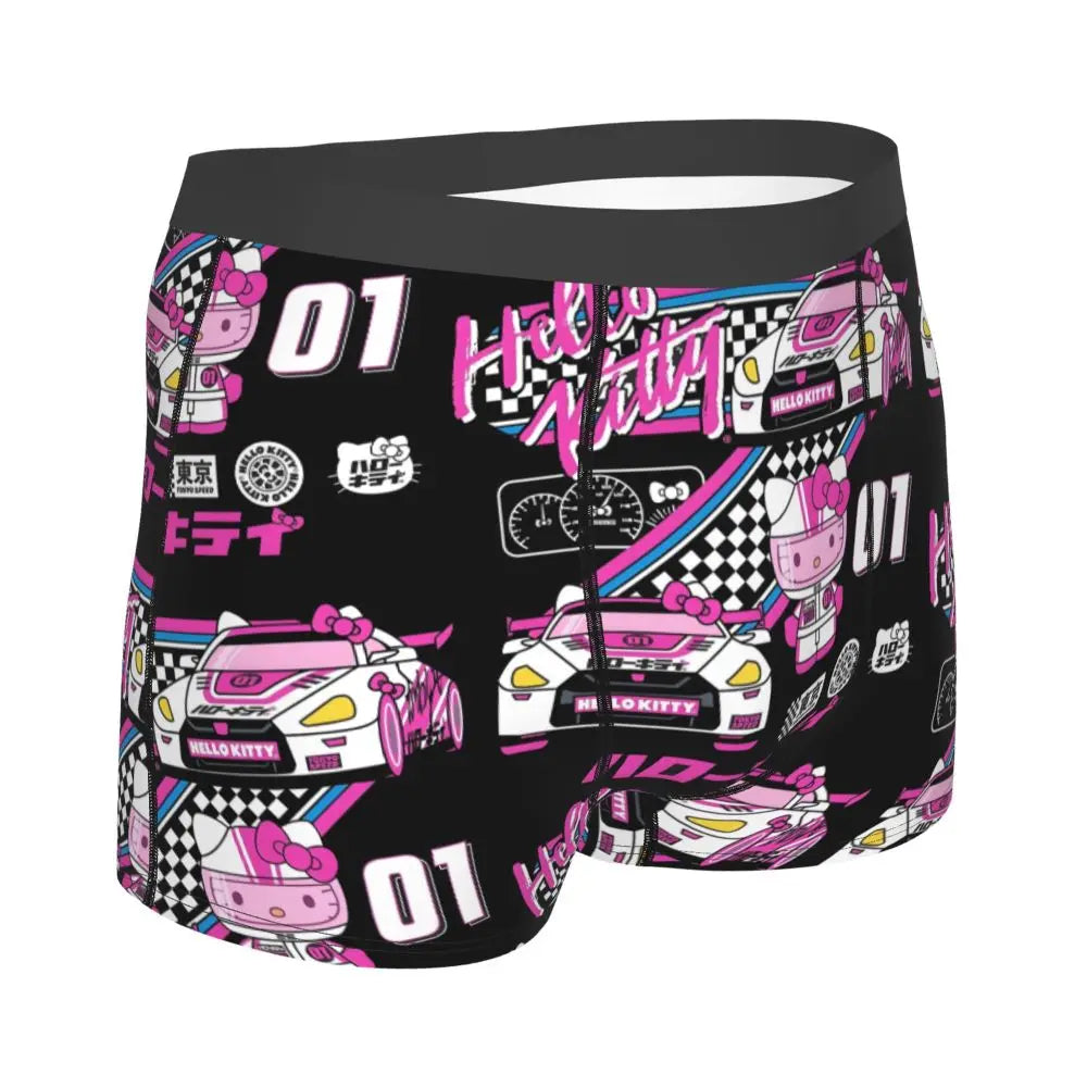Custom Cartoon Cute Hello Cat Mangas Underwear Men Print Classical Boxer Shorts Panties Briefs Breathable Underpants