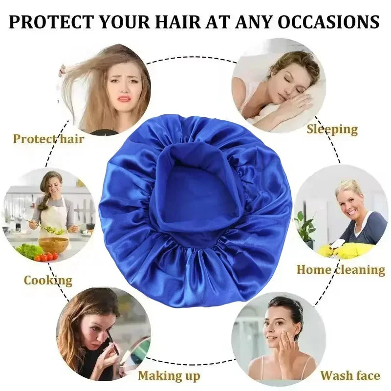 Satin Silk Sleep Bonnet – Hair Wrap Cap for Long & Curly Hair
