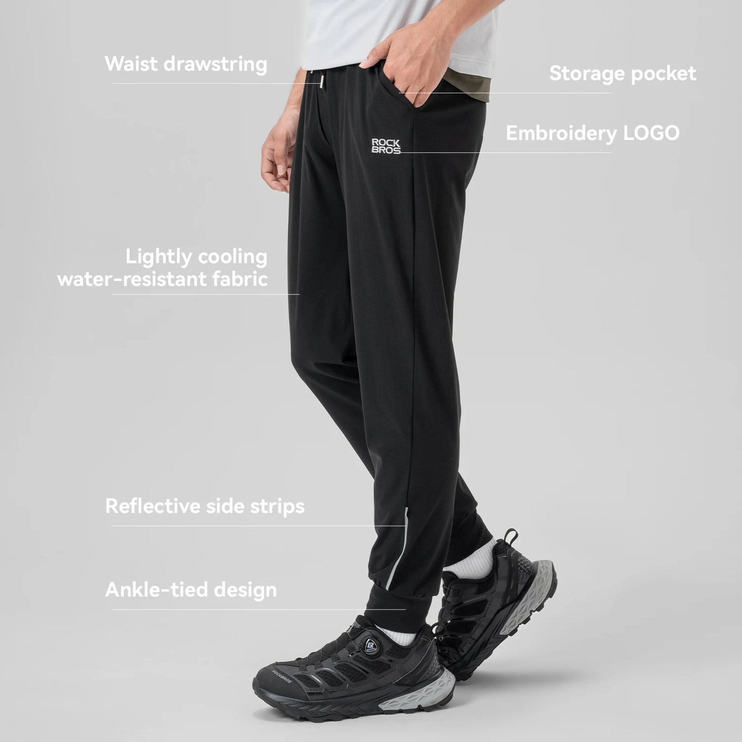 ROCKBROS Summer Sport Thin Pants Running Outdoor Long Trousers Breathable Fitness Casual Riding Bicycle Pants Daily Sweatpants