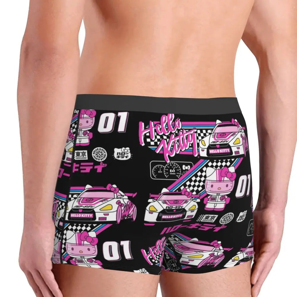 Custom Cartoon Cute Hello Cat Mangas Underwear Men Print Classical Boxer Shorts Panties Briefs Breathable Underpants
