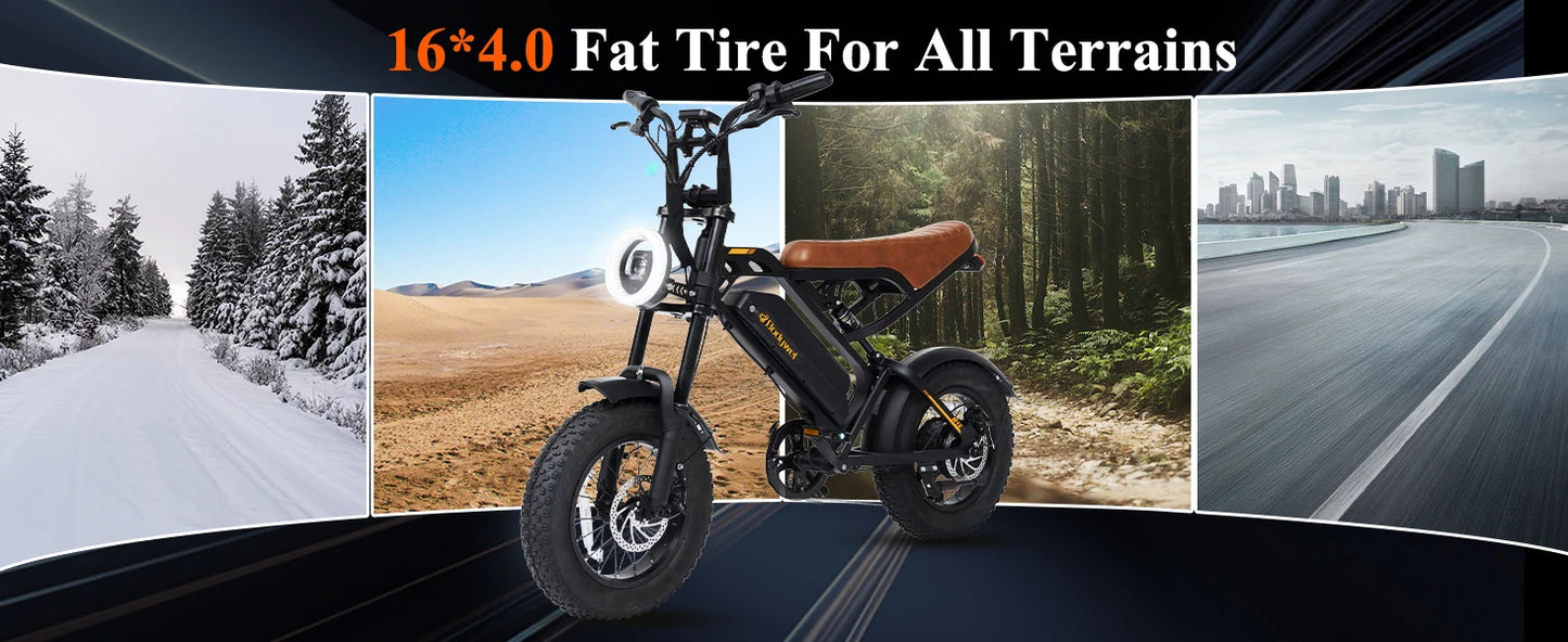 Bodywel M16 off-road electric bicycle 1500W 48V15AH all-terrain motorcycle suitable for urban mountain riding ebike