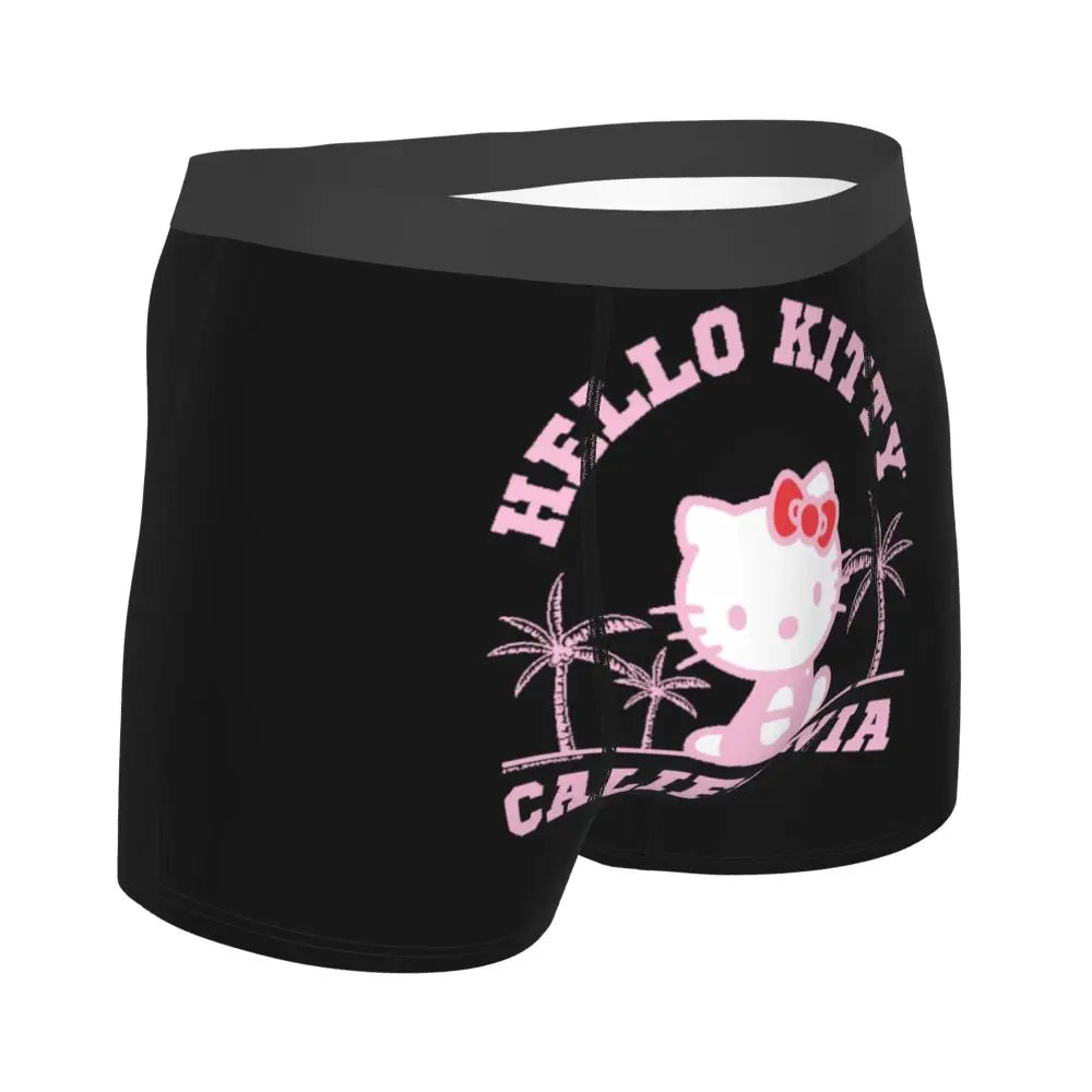 Custom Cartoon Cute Hello Cat Mangas Underwear Men Print Classical Boxer Shorts Panties Briefs Breathable Underpants