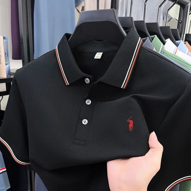 Men's Short Sleeve Polo Shirt – Striped Smart Casual Tee
