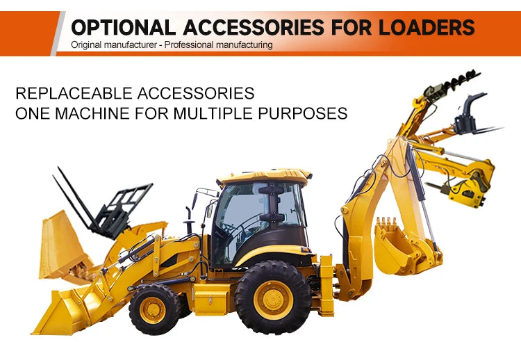 Free Shipping 4WD Hydraulic Backhoe Loader Earth-moving Machinery Backhoe Loader Farm Wheel Loader Excavator Shovel Customized