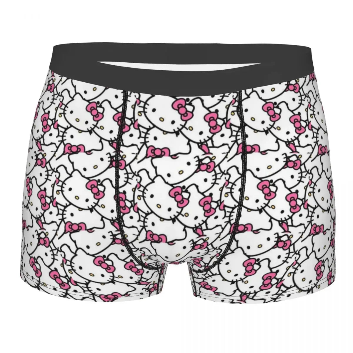 Custom Cartoon Cute Hello Cat Mangas Underwear Men Print Classical Boxer Shorts Panties Briefs Breathable Underpants