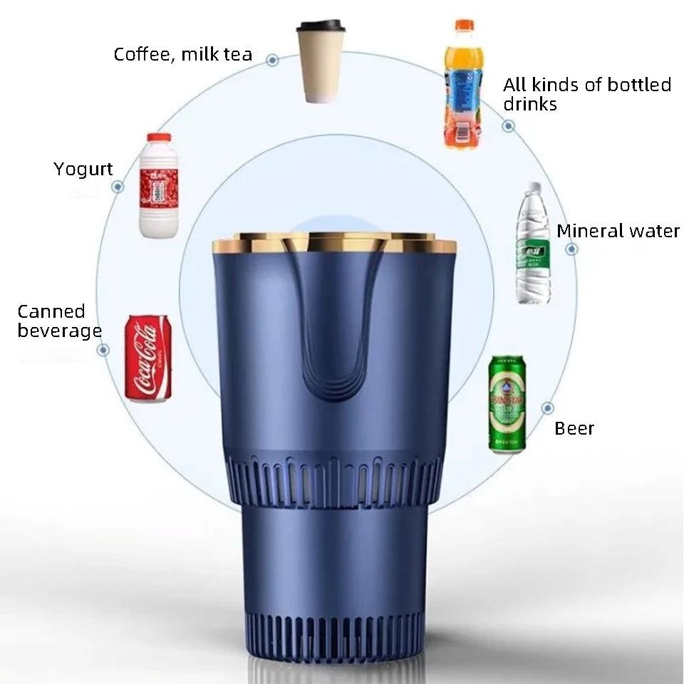 2 in 1 Smart Car Home Thermo Electric Cup Fast Cooling Heating Drink Warmer Cooler Large Screen Big Buttons 12V Plug and Play