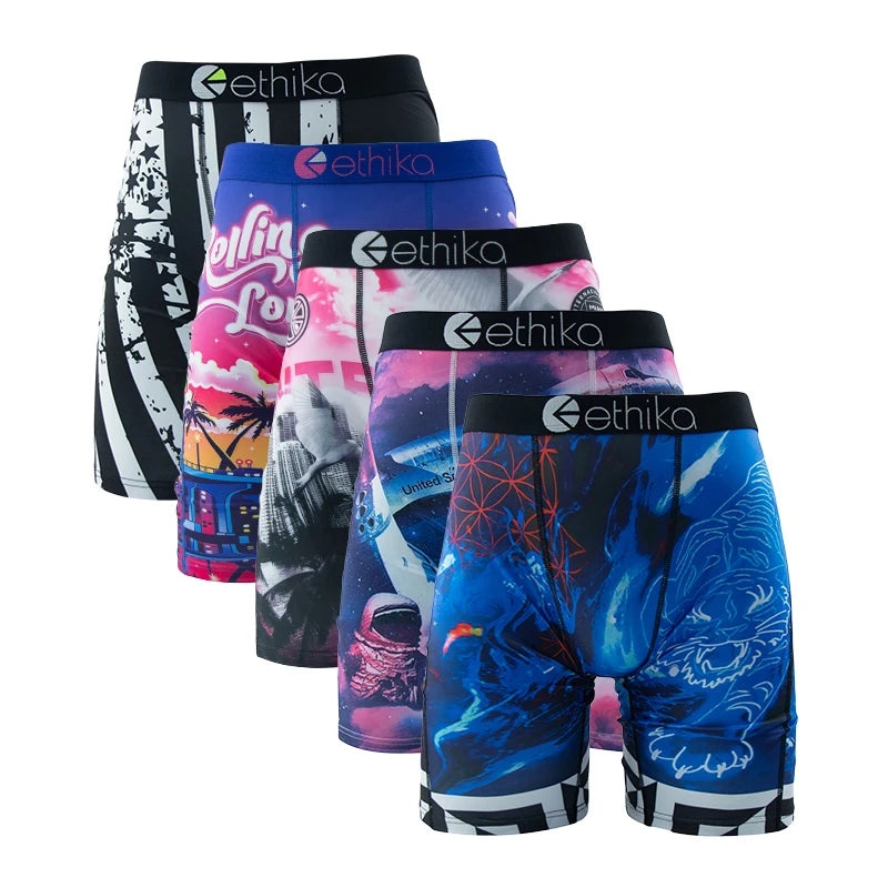 5-Pack Men's Breathable Mesh Boxer Briefs – Plus Size L-3XL Swim Trunks Underwear