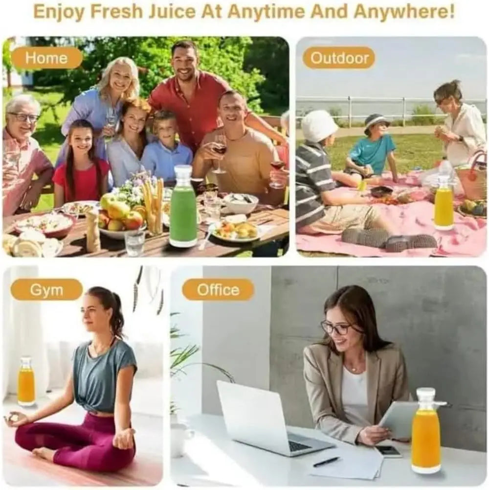 420ml Electric Juicer Mini Wine Bottle Blender Fruit Mixers 6 Blades Charging Juicer Cup Small Household Portable Juicer Blender