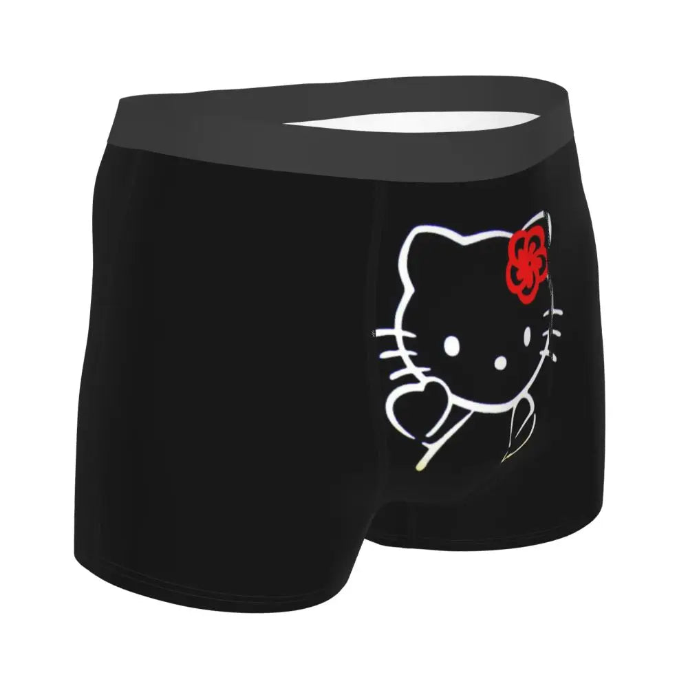 Custom Cartoon Cute Hello Cat Mangas Underwear Men Print Classical Boxer Shorts Panties Briefs Breathable Underpants