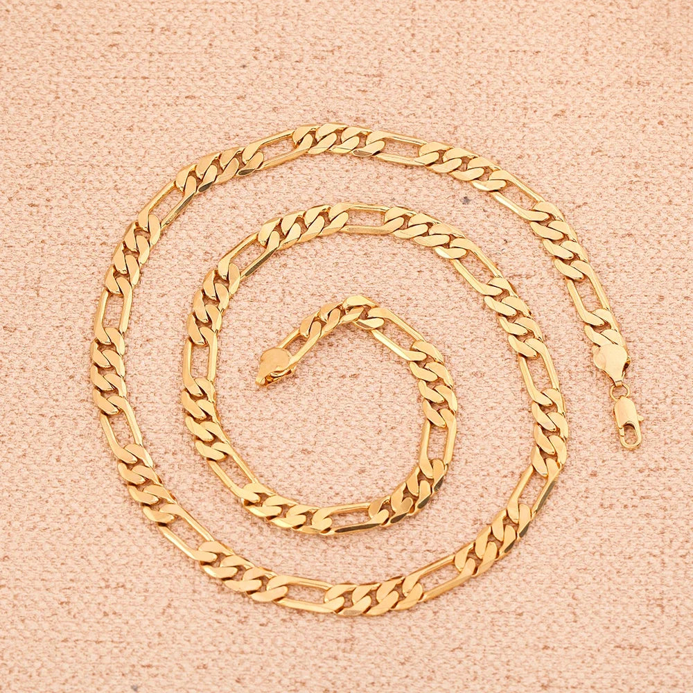 925 Sterling Silver & 18K Gold Bracelet & Necklace Set – 6mm Geometric