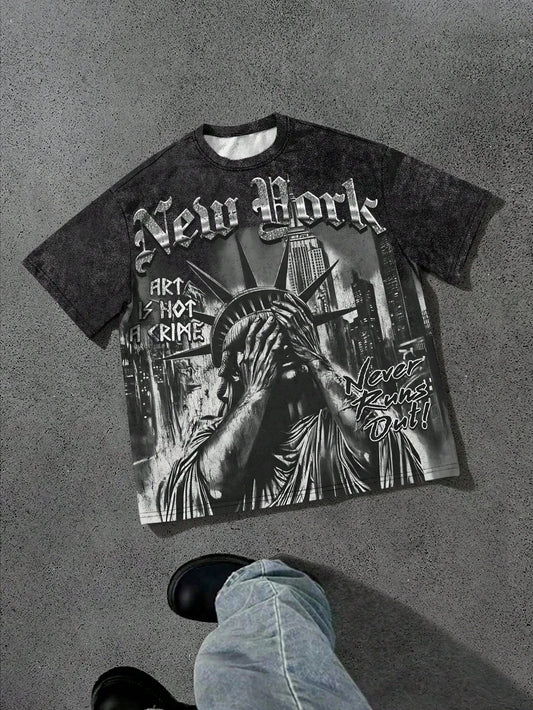 The 2026 summer new men's T-shirt features a casual fashionable comfortable soft and breathable 3D pattern print