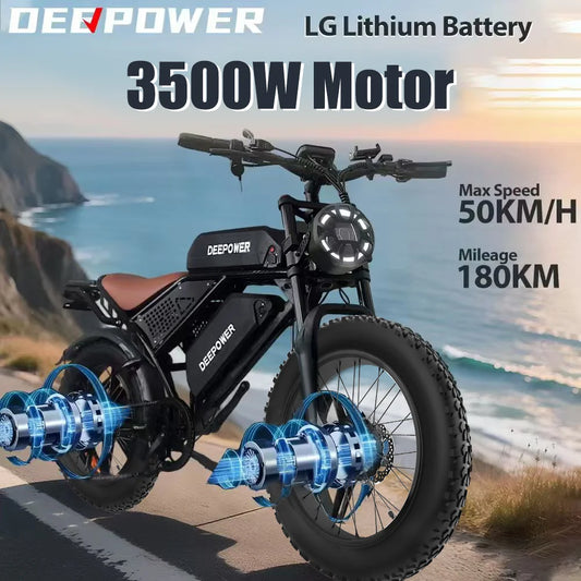 DEEPOWER S8Advance 3500W48V60Aelectric bicycle all-terrain mountain Ebike wide-tire adultssnow and deserts to ride electric Bike