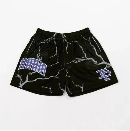 Summer Men's INAKA IP Animal Print Mesh Shorts Drawstring Elastic Waist Breathable Quick Dry Gym Workout Fitness Casual Pants