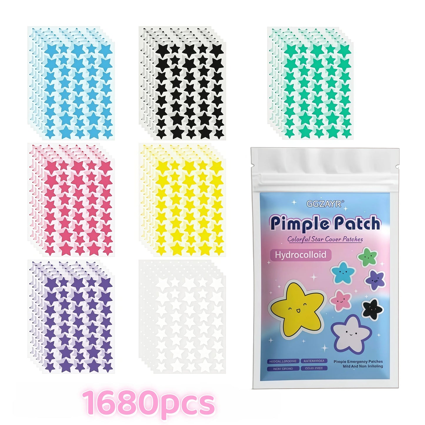 Star Pimple Patches | Invisible Hydrocolloid Acne Dots (280–1680 pcs)
