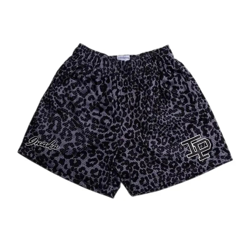 Summer Men's INAKA IP Animal Print Mesh Shorts Drawstring Elastic Waist Breathable Quick Dry Gym Workout Fitness Casual Pants