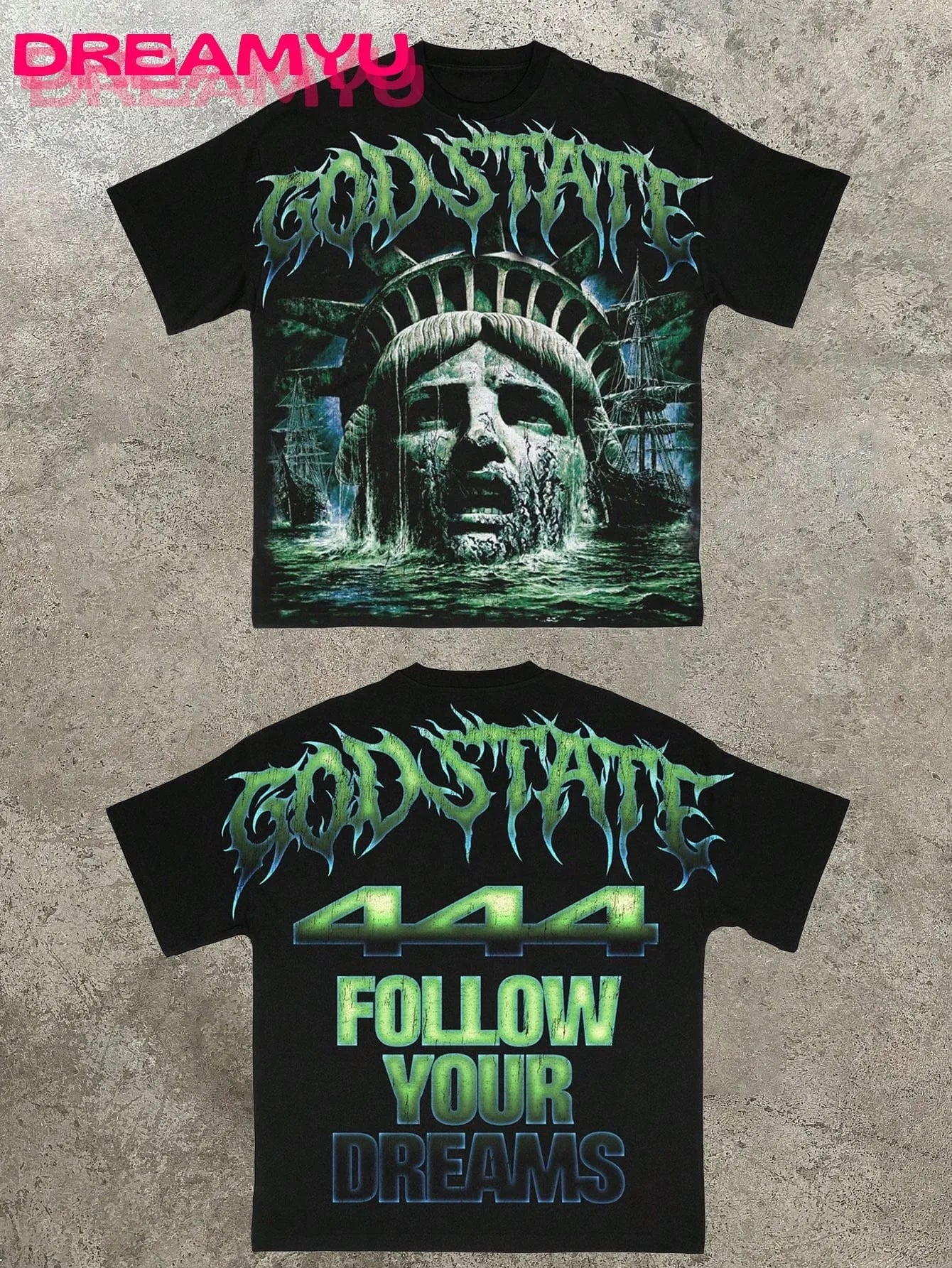 2026 Summer Men's T-shirt with Letter Print Breathable Lightweight Casual Roller Skating Hip-Hop Style Male T-shirt