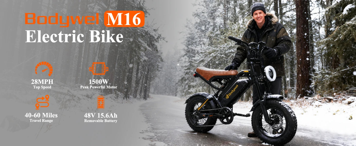 Bodywel M16 off-road electric bicycle 1500W 48V15AH all-terrain motorcycle suitable for urban mountain riding ebike
