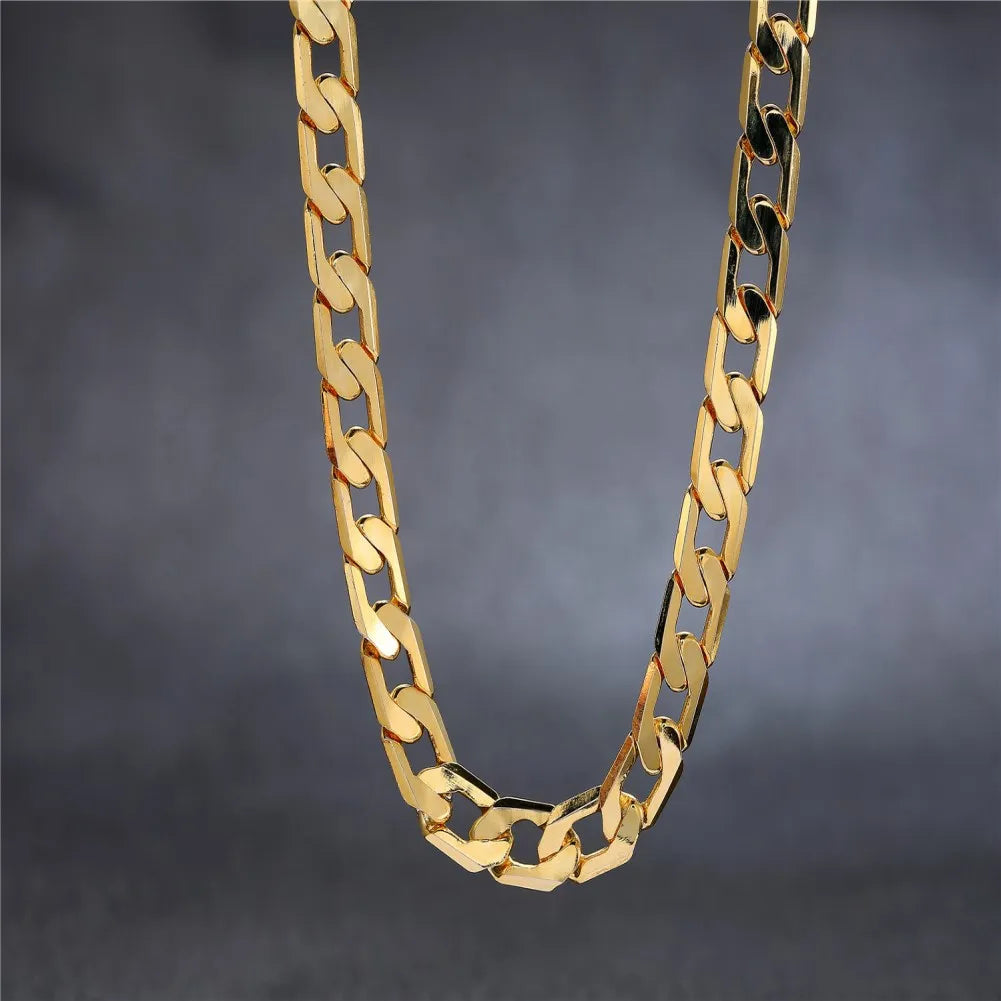 Special offer 18K gold Necklaces 925 Stamp Silver color Classic 8MM50CM sideways chain for Men woman fine Jewelrys Wedding party