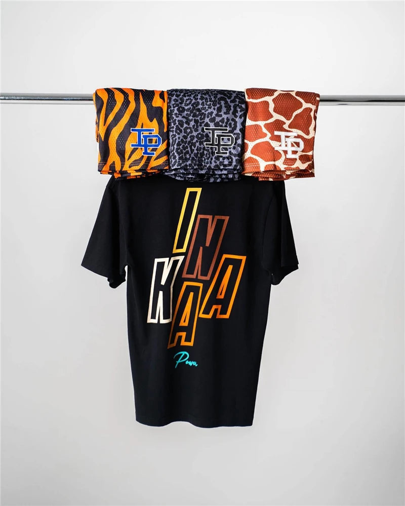 Summer Men's INAKA IP Animal Print Mesh Shorts Drawstring Elastic Waist Breathable Quick Dry Gym Workout Fitness Casual Pants