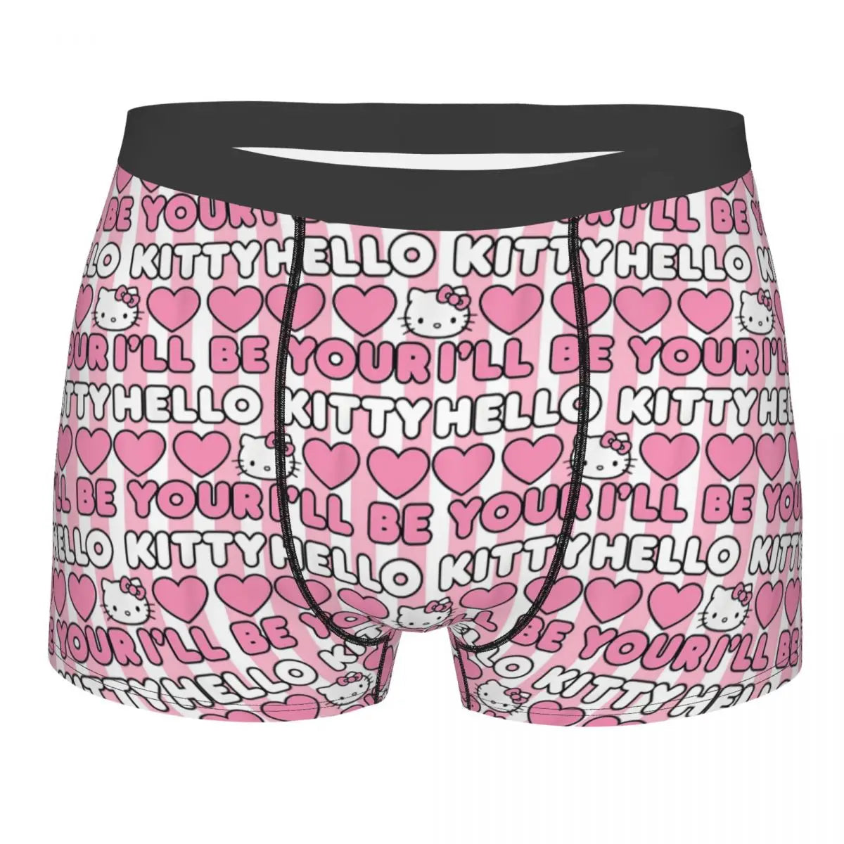 Custom Cartoon Cute Hello Cat Mangas Underwear Men Print Classical Boxer Shorts Panties Briefs Breathable Underpants