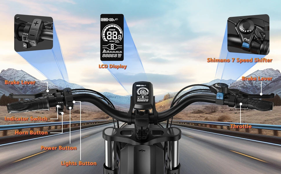 KICKWEY K7 Electric Bike, Off-Road Electric bicycle, Full Suspension E-Bike, 20" Fat Tire All-Terrain Electric Dirt bike, Ebike