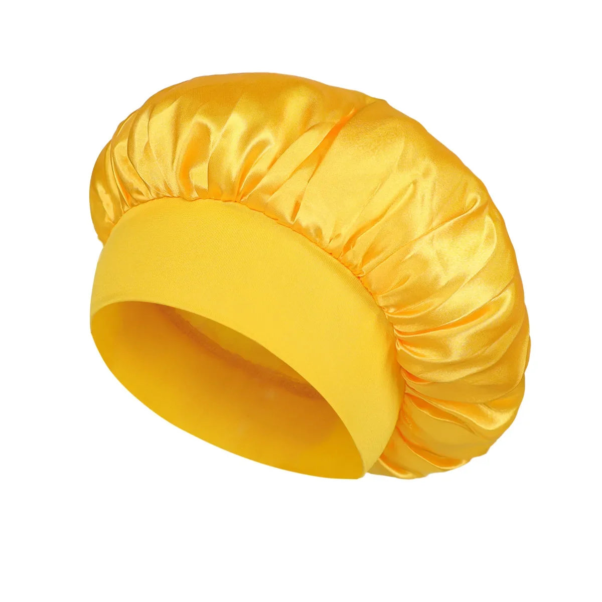 Satin Sleep Bonnet – Wide-Brim Hair Care Hat with Elastic Band