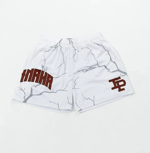 Summer Men's INAKA IP Animal Print Mesh Shorts Drawstring Elastic Waist Breathable Quick Dry Gym Workout Fitness Casual Pants