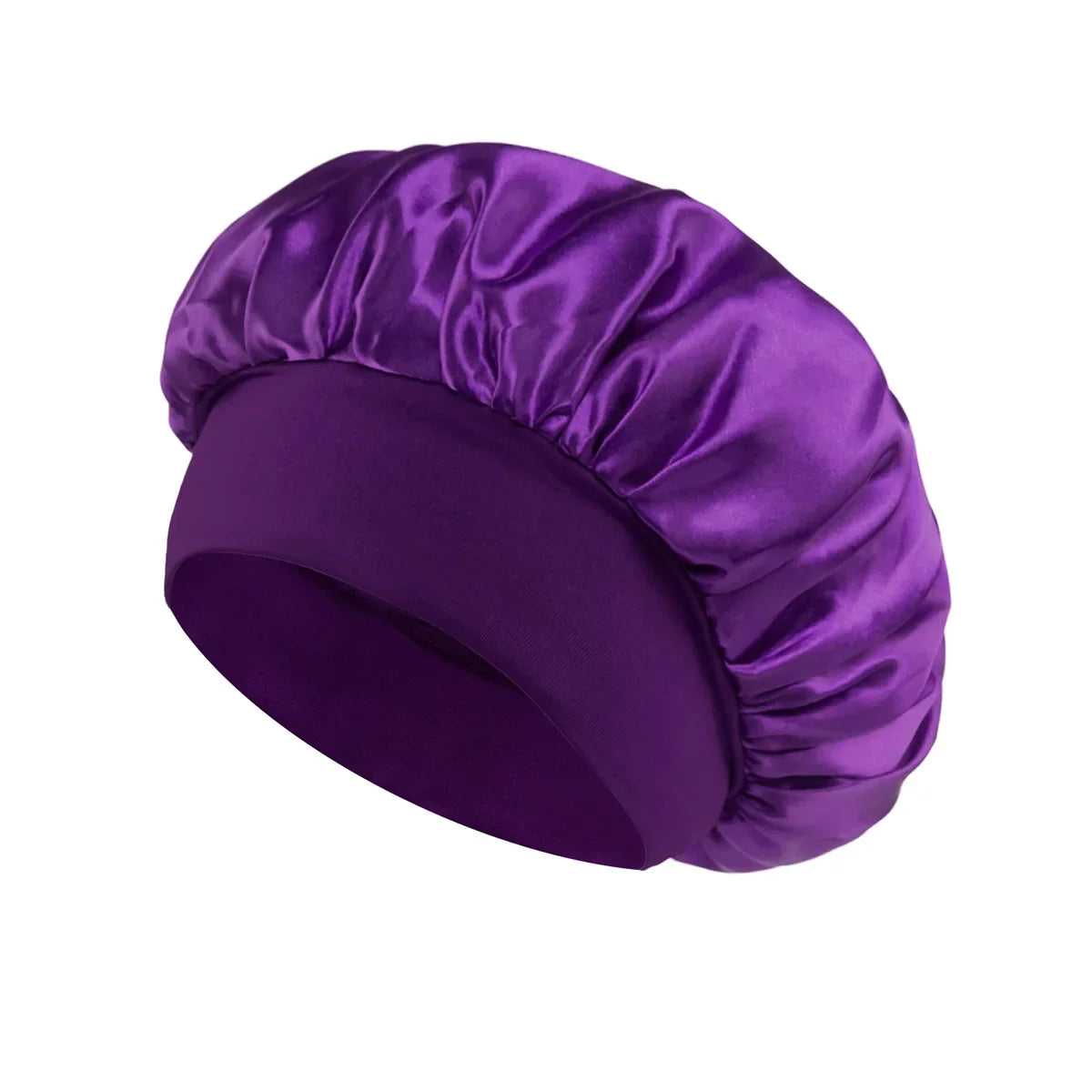Satin Sleep Bonnet – Wide-Brim Hair Care Hat with Elastic Band