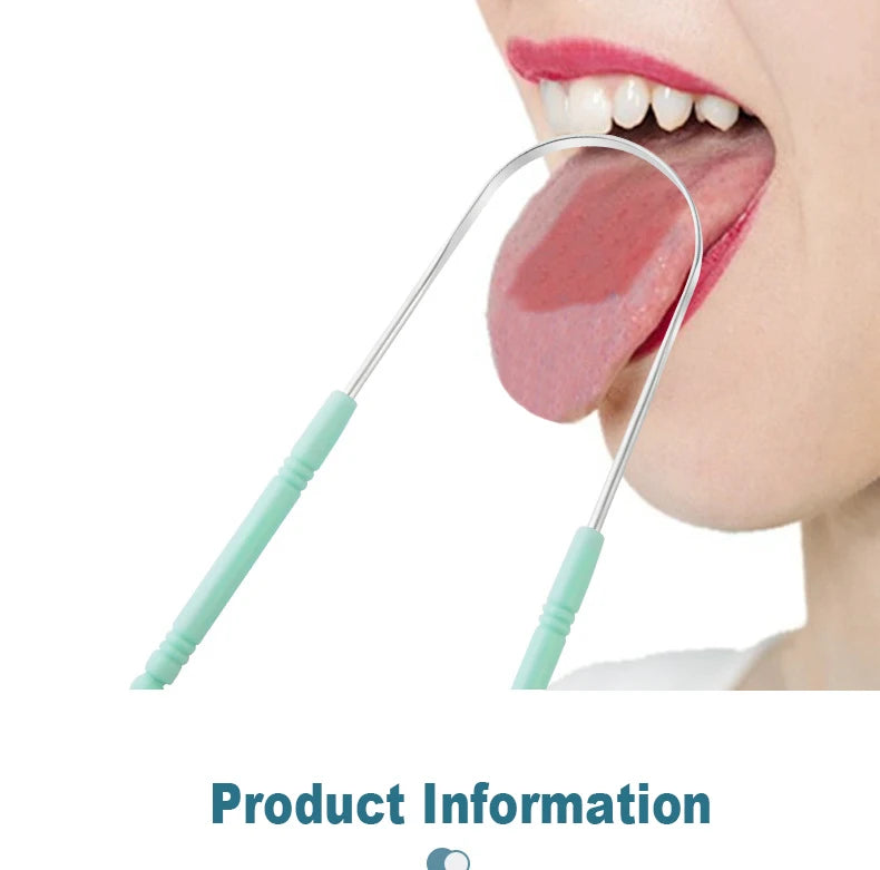 Stainless Steel Tongue Scraper Set For Adult Ergonomic Metal Tongue Cleaner Oral Brush U-shape Easy To Clean Reduce Bad Breath
