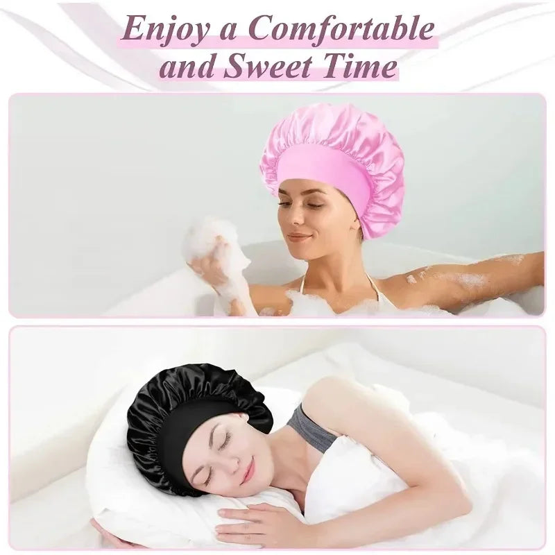 Satin Silk Sleep Bonnet – Hair Wrap Cap for Long & Curly Hair