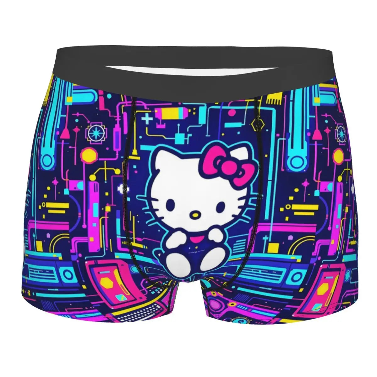 Custom Cartoon Cute Hello Cat Mangas Underwear Men Print Classical Boxer Shorts Panties Briefs Breathable Underpants